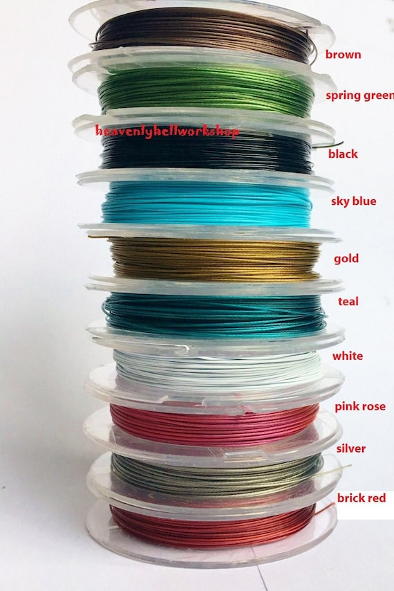 Tiger Tail Beading Wire 0.38mm Nylon Coated Flexible Wire Pick Colors  Colored Wire Wire 28 Gauge 