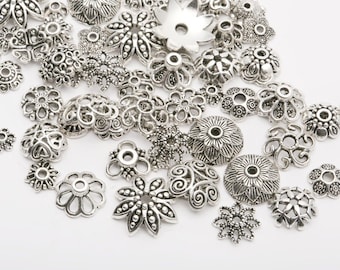 Gemixte metalen kralenkapjes: zilver, brons, verschillende kleuren goud (4-15 mm)
