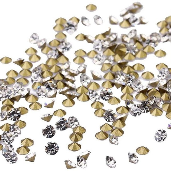 Strass, fond pointu en verre, strass transparents de 2 mm, grand lot de 9400 pièces, lot de strass