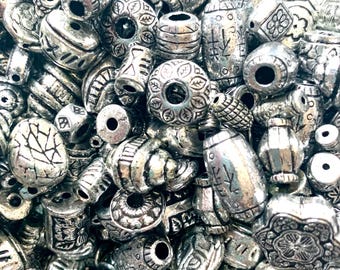 Antique Silver Acrylic Bead Soup Mix: Vintage Style Assorted Beads