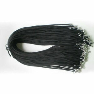 May include: A bulk pack of black suede cord with silver lobster clasps. The cords are bundled together and ready to be used for jewelry making.