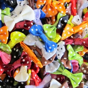 Small Grosgrain Ribbon Craft Bows: Polka Dot Assortment (1" x 5/8")