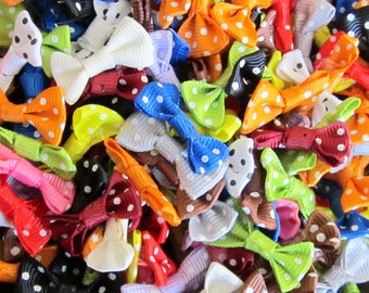 mixed Small Grosgrain Ribbon Craft Bows Mixed Selection Polka Dot Bows assorted color bow lot