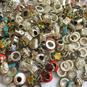 European spacer mix, large hole beads, big holes