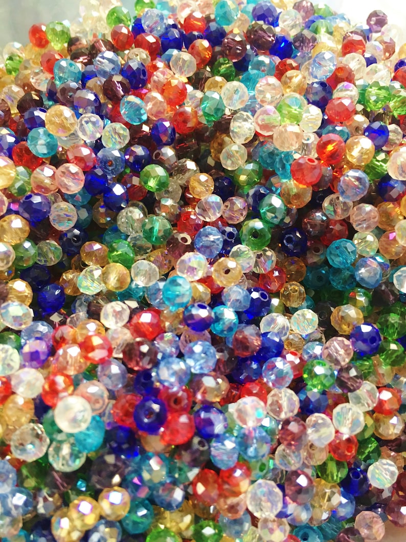 4mm Rondelle Crystal Glass Bead Mix Mixed Color Beads Faceted Etsy