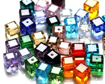 8mm 25pcs Cube Square Crystal Glass Faceted Loose Spacer Beads DIY Crafts #Q 8mm 25pcs Cube Square Crystal Glass Faceted Loose Spacer Beads DIY Crafts #Q