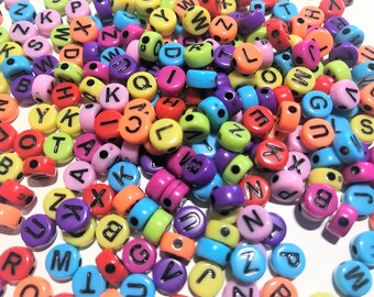 Colorful Alphabet Beads: 7mm Acrylic Letter Beads for Jewelry Making, single letters or mixed