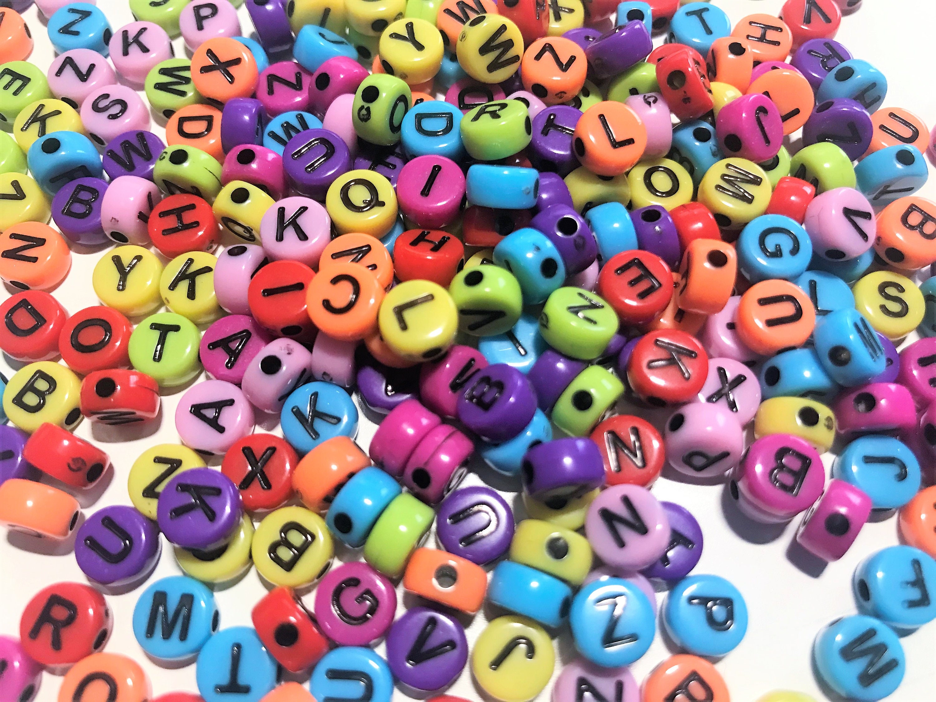 Alphabet Bead, Assorted Mix of Colors and Styles , 7mm Round