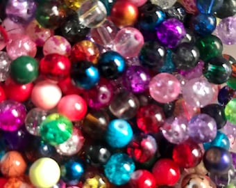 6mm Glass Bead Mix: Assorted Colors, Styles, Bead Soup