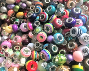 Bulk Acrylic Large Hold Euro Beads: Colorful Big Hole Bead Mix