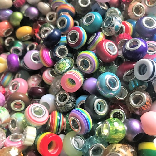 Glass Beads European Bulk Mix Big Hole Bead Assorted Pink and Etsy
