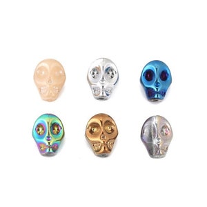 Opaque Glass Skull Beads: Assorted Colors, Jewelry Making (10mm x 8mm)