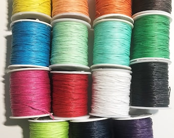 Waxed cotton cord, 1mm thread for macrame beads and crafts and bracelet making ecofriendly cotton