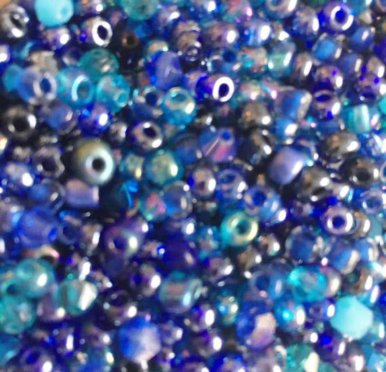 Seed Bead Mix Glass Mixed BLUE Bead Mix Bulk Mostly 6mm Seed Etsy Canada