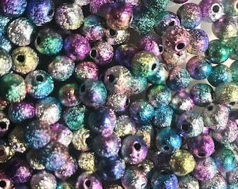 Rainbow Bead  acrylic Peacock Mixed Color Stardust Beads rainbow 6mm acrylic bead multicolored mix assorted lot