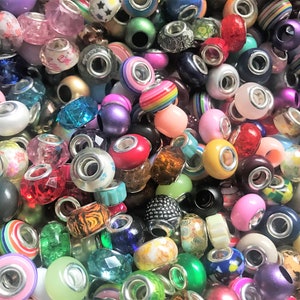 Aazon.co: Beadthoven 100pcs Large Hole European Beads Watercolor Colorful Resin Rondelle Beads