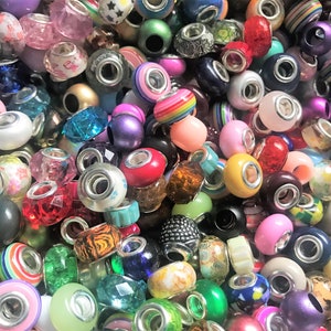 Acrylic European acrylic beads, Big Hole Bulk Mix, assorted styles and colors of euro beads