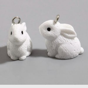 5 Bunny Rabbit White Plastic Charms SC5205 - Etsy