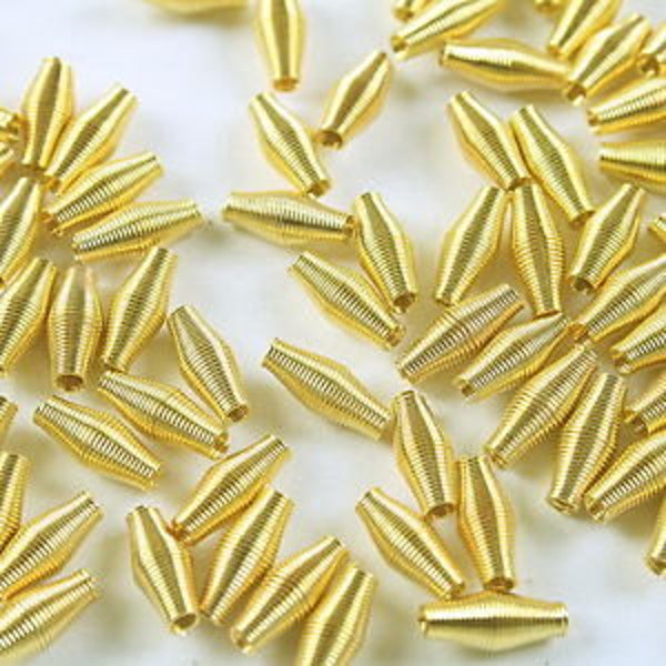 Coil metal spacers, tube spacers, wire long beads, lightweight hollow bead ,  unique coil spacers, gold bead