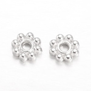 Silver Plated Daisy Spacer Beads, 5mm Flower Spacer image 1