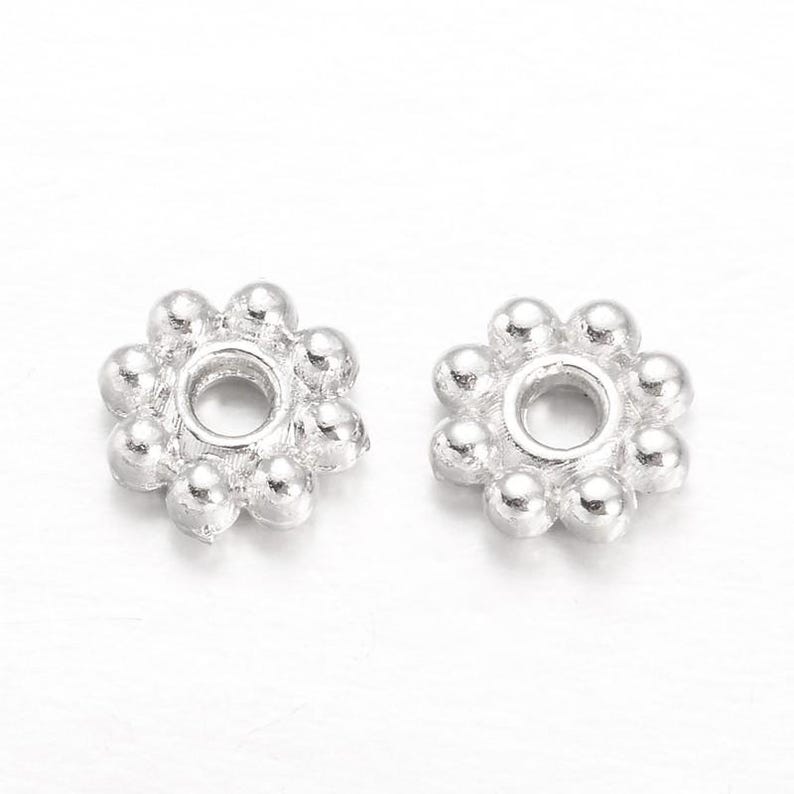 Silver Plated Daisy Spacer Beads, 5mm Flower Spacer image 1