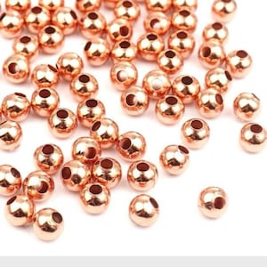 Rose gold spacer beads, 6mm metal  beads for jewlery or crafting