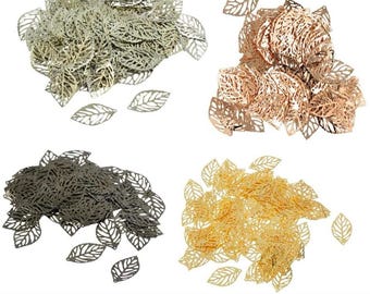 Filigree Leaf Charms: Bronze, Silver, Gold Cutout Connectors