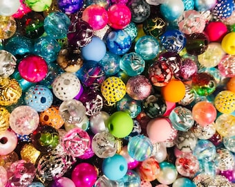 Assorted bubblegum beads, 8mm assorted acrylic colors and styles bead soup mix soup bulk mix