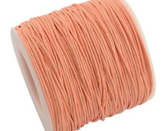 Waxed cotton thread , eco-friendly 1mm waxed cord, 100 yard roll,  peach