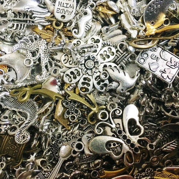 Bulk Charms mix, assorted  pendant and jewelry charms, silver mix craft charms