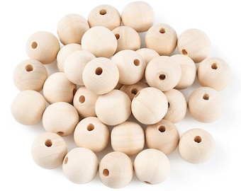 Natural wood beads, 8mm unfinished macrame beads, DIY paintable beads