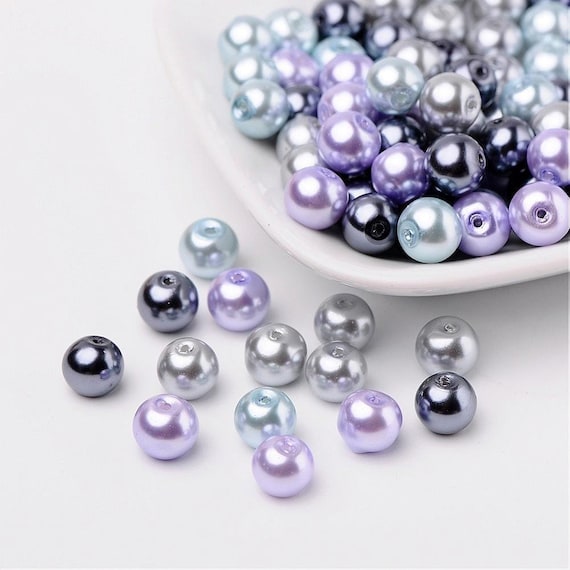 8mm Pearlized Glass Beads: Silver Theme Mix