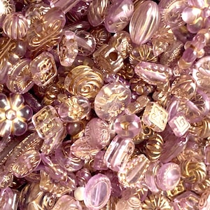 Clear Purple Acrylic Bead Soup Mix: Gold Foil Assorted Beads