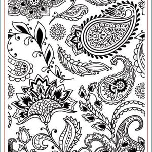 Tampons en silicone Paisley, grand tampon de fabrication de cartes, motif floral