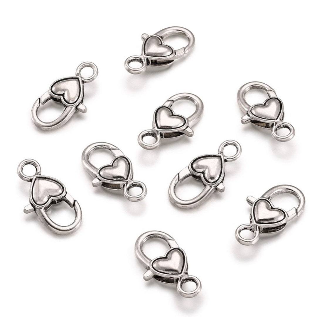 Lobster Clasp Silver Heart Lobster Clasp Flower Clasps Silver Etsy