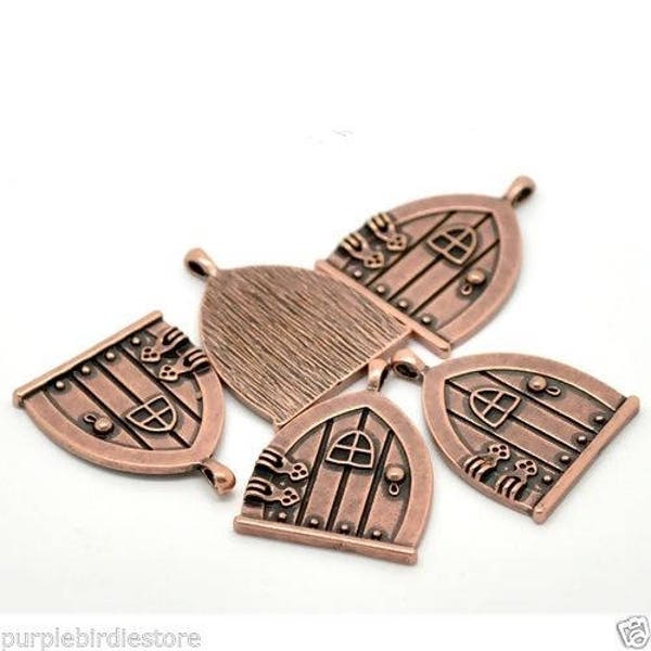 Fairy Door Charms Tibetan Antique Style House Charm Pendant large Copper Tone