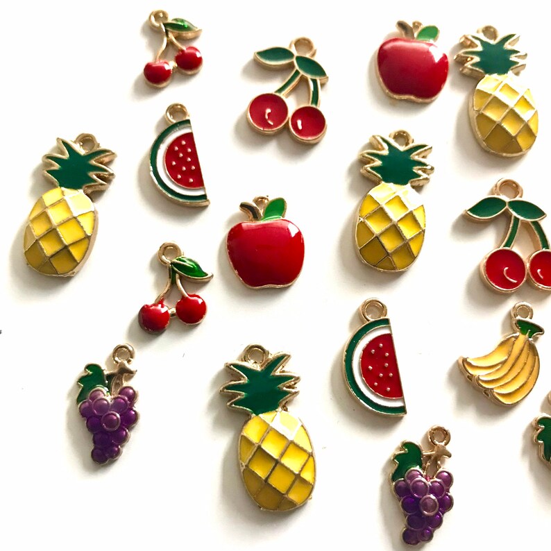 Fruit Mix Charms Enamel Fruit Enamel Assorted Fruit Charms Etsy