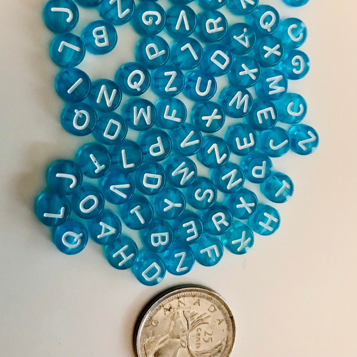 Blue alphabet letter Beads Round sky blue Acrylic 7mm letter | Etsy