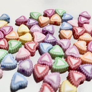 Mélange de perles coeur, mélange de perles acryliques pastel assorties à motifs