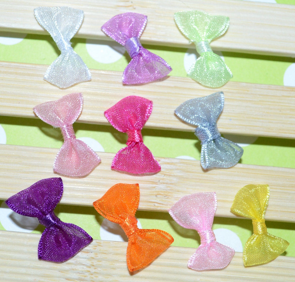Mini Organza bow Ribbon Craft Bows sheer organza hair bow Etsy