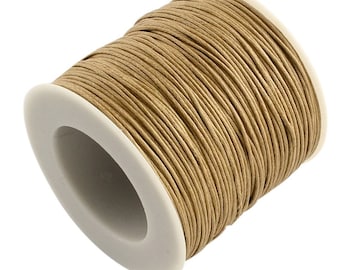 Waxed cotton thread , eco-friendly 1mm waxed cord, 100 yard roll, pale brown