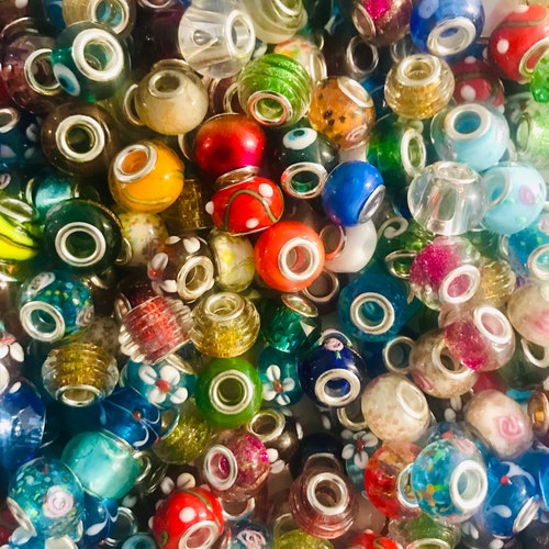 Bulk Acrylic European Beads Big Hole Bead Mix Random Assorted Etsy