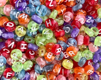 Colorful Acrylic Alphabet Beads: 7mm Letter Beads for Jewelry Making, single letters or mixed