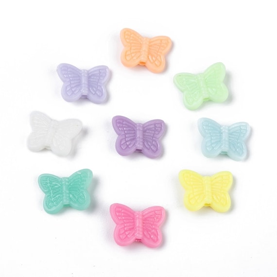 Pastel Butterfly Acrylic Beads: Mixed Color Assortment (11x14mm)