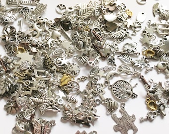 Assorted Silver Tone Charm Mix: Jewelry Making Supplies