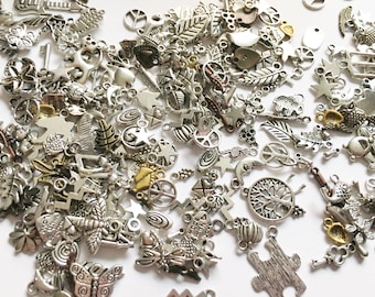 Assorted Pendant Charm mix bulk Silver Charm mix Lot Tibetan Silver Brass Gold tone jewelry assorted jewelry charm styles