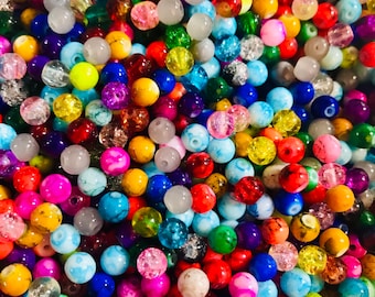 6mm Assorted Glass Bead Mix: Colorful Bead Soup