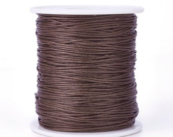 Waxed cotton thread , eco-friendly 1mm waxed cord, 100 yard roll, dark brown