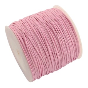 Pink roll Waxed cotton thread , eco-friendly 1mm waxed cord, 100 yard roll, pale pink