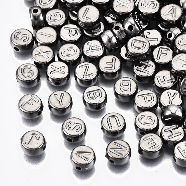 Metal Alphabet Beads Etsy